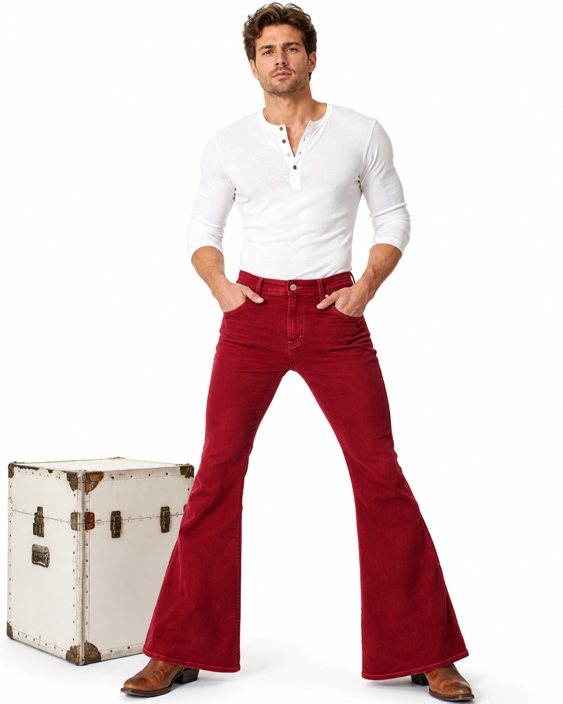 Red WBestWind bell bottom jean